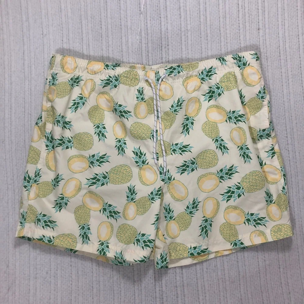 Boca Classics Swim Shorts XX-Large Pineapple Print Drawstring Waist‎ Men's